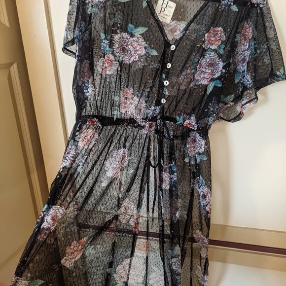 Haute Project Los Angeles Floral Kimono Duster Size L Tunic Cover Up T6256-V137 - Picture 4 of 8